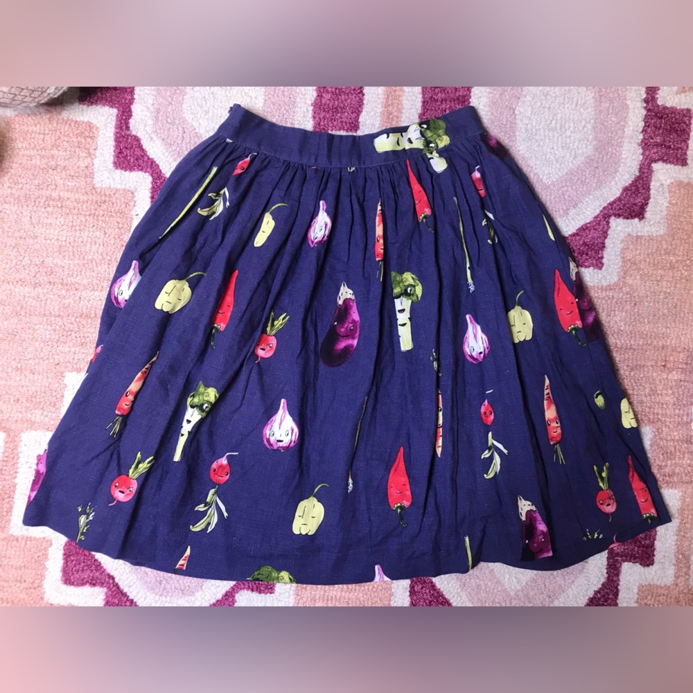 Pepaloves Women’s XS Indigo Color with Veggie Faces Skirt